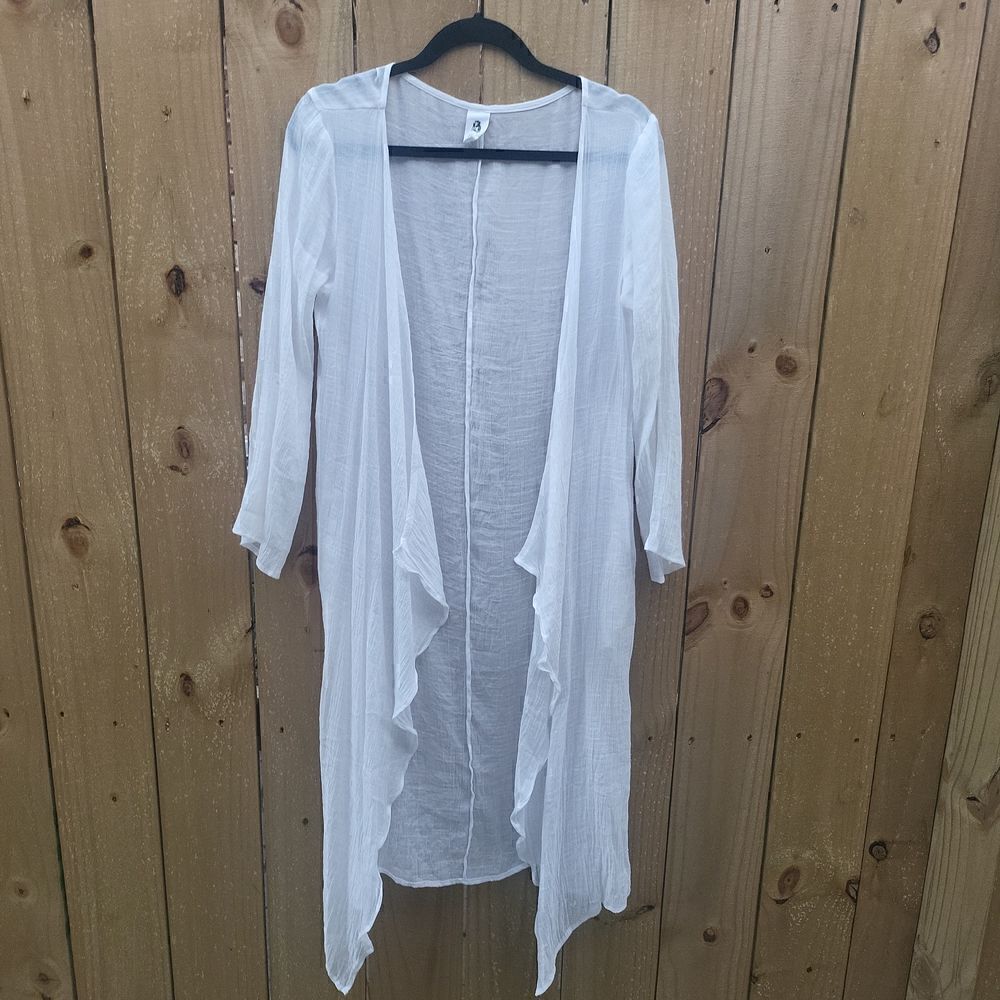 Boho flowy light cardigan, white with pockets